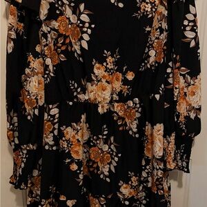 SHEIN Curve Black and Orange Floral Dress